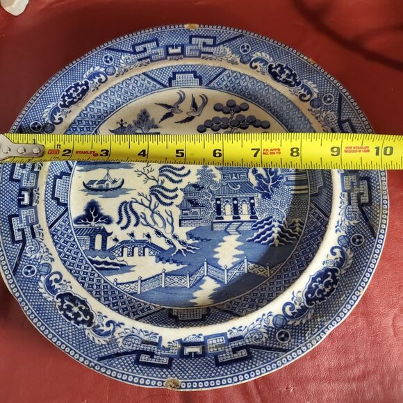 175 years old - Barker & Till Blue Willow Dinner Plate - 1850 - Pre Civil War - Picture 3 of 7